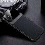 KEYSION Shockproof Case for Samsung Galaxy A71 A51 Leather Mirror Tempered Glass Phone Back Cover For Samsung A71 A51