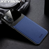 KEYSION Shockproof Case for Samsung Galaxy A71 A51 Leather Mirror Tempered Glass Phone Back Cover For Samsung A71 A51