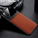 KEYSION Shockproof Case for Samsung Galaxy A71 A51 Leather Mirror Tempered Glass Phone Back Cover For Samsung A71 A51