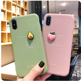 Cute Silicone Phone Cases Avocado Peach Orange Fruit Cactus For Phone 6 6s 8 Plus X XS Max Protection Safety Soft TPU Back Cover