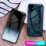 GFAITH Tempered Glass Case For Samsung Galaxy A50 Feather Print Cover For Samsung Galaxy A30 A71 S20 A40 S9 A70 A51 Case S8 S10