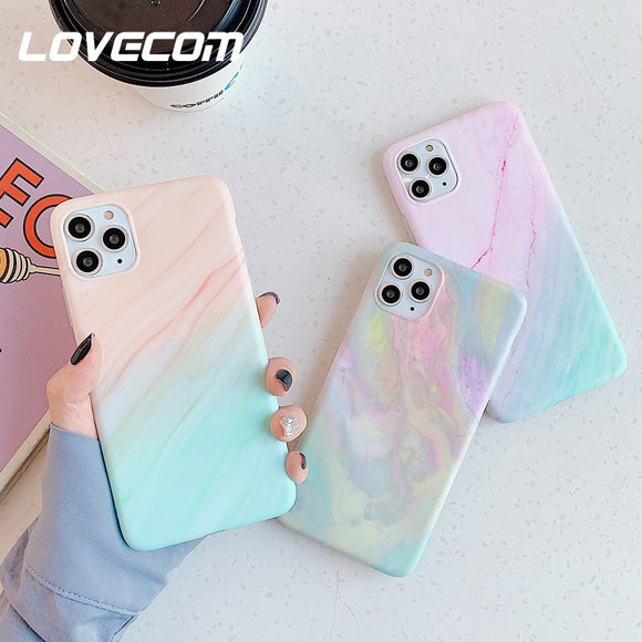 LOVECOM Vintage Gradual Color Marble Phone Case For iPhone 11 Pro Max XR XS Max 6 6S 7 8 Plus X Matte Soft IMD Back Cover Coque