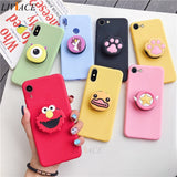 3D silicone cartoon phone holder case for iphone x xr xs max 6 7 8 plus 6s 5s se cute stand back cover coque fundas