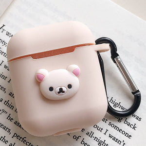 Cute Cartoon Silicone Case for Apple Airpods Accessories for i10 TWS Bluetooth Earphone Box Protective Cover Bag Anti-lost Strap