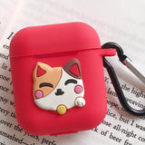 Cute Cartoon Silicone Case for Apple Airpods Accessories for i10 TWS Bluetooth Earphone Box Protective Cover Bag Anti-lost Strap