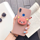 3D silicone cartoon phone holder case for iphone x xr xs max 6 7 8 plus 6s 5s se cute stand back cover coque fundas