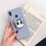 3D silicone cartoon phone holder case for iphone x xr xs max 6 7 8 plus 6s 5s se cute stand back cover coque fundas