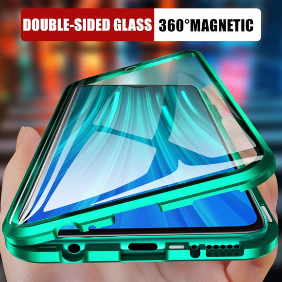 360 Metal Magnetic Phone Case For Xiaomi Redmi 8 8A Note 8 7 K20 Pro Full Cover Glass Cover For Xiaomi 9 9e 9T CC9e Fliq Cases