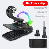 for Go Pro Accessories 360-Degree Rotation backpack bag Clip clamp For GoPro Hero 8 7 6 5 4 or Xiaomi yi for SJCAM SJ4000 Phone