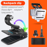 for Go Pro Accessories 360-Degree Rotation backpack bag Clip clamp For GoPro Hero 8 7 6 5 4 or Xiaomi yi for SJCAM SJ4000 Phone