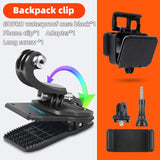 for Go Pro Accessories 360-Degree Rotation backpack bag Clip clamp For GoPro Hero 8 7 6 5 4 or Xiaomi yi for SJCAM SJ4000 Phone