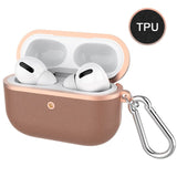 For AirPods Pro Case Luxury Plating TPU+PU Leather Shockproof Protective Cover For Apple AirPods Pro 2019 Case Keychain Hook