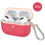 For AirPods Pro Case Luxury Plating TPU+PU Leather Shockproof Protective Cover For Apple AirPods Pro 2019 Case Keychain Hook