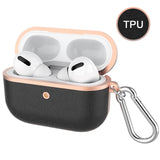 For AirPods Pro Case Luxury Plating TPU+PU Leather Shockproof Protective Cover For Apple AirPods Pro 2019 Case Keychain Hook