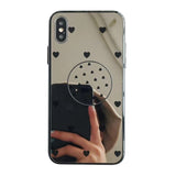 Güzel kalp Kickstand telefon kapak iphone için kılıf 11 Pro XS Max XR X 8 7 6 6S artı Glitter ayna kılıfları Coque iPhone 11 Pro