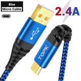 TOPK mikro usb C tipi kablo 3A hızlı samsung için şarj Xiaomi cep telefon veri kablosu tip-c Xiaomi Redmi not 8