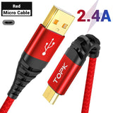 TOPK mikro usb C tipi kablo 3A hızlı samsung için şarj Xiaomi cep telefon veri kablosu tip-c Xiaomi Redmi not 8