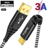 TOPK mikro usb C tipi kablo 3A hızlı samsung için şarj Xiaomi cep telefon veri kablosu tip-c Xiaomi Redmi not 8