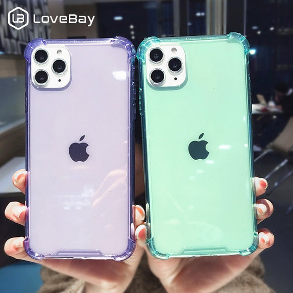 Lovebay Clear Shockproof Phone Case For iPhone 11 Pro X XR XS Max 7 8 6 6s Plus Solid Candy Color Soft TPU Silicone Back Cover