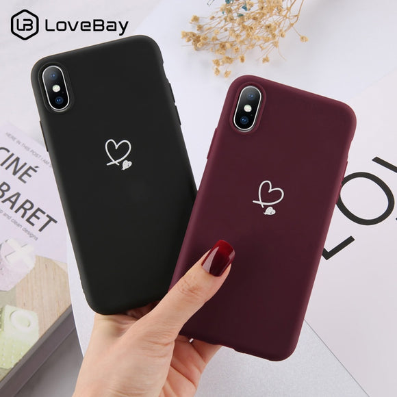 Lovebay Coloré Amour Coeur étui pour iphone 6 6S 7 8 Plus 11 Pro X XR XS Max 5 5s SE Bonbons Couleur coque de téléphone TPU Couverture Arrière